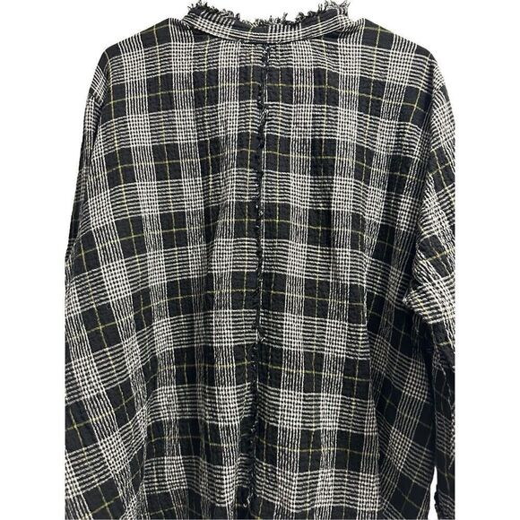 Habitat Cozy Patterned Raw Edge Gauzy Cotton Plaid Tunic Sz.L - Picture 5 of 7